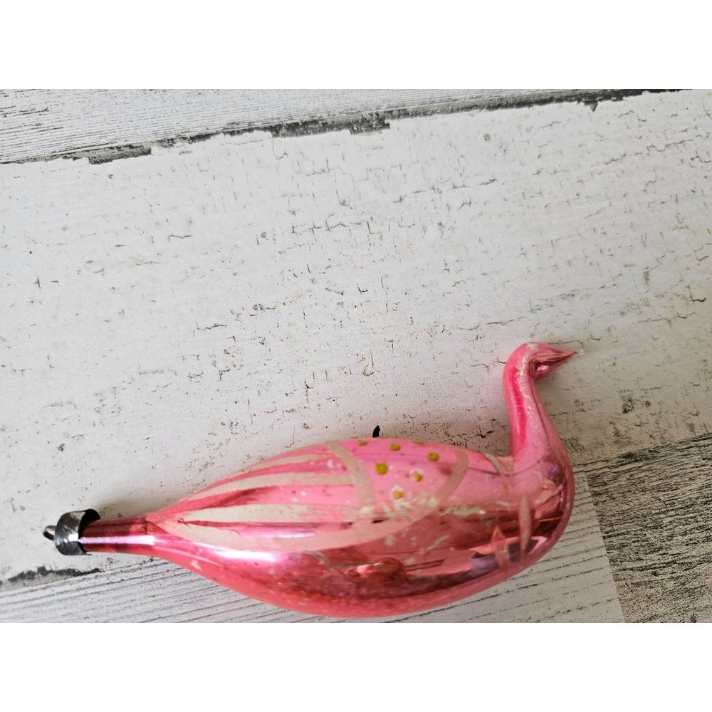 Vintage glass german? swan bird Mercury glass ornament Xmas tree